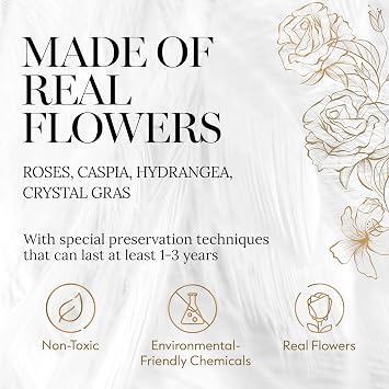 GLAMOUR BOUTIQUE Preserved Flowers Bouquet - Flowers Forever in a Box with Hydrangeas & More, Gift Ready for Anniversary, Birthday, Mother's Day, Long-Lasting 1-3 Years - Orange (Color-Treated)