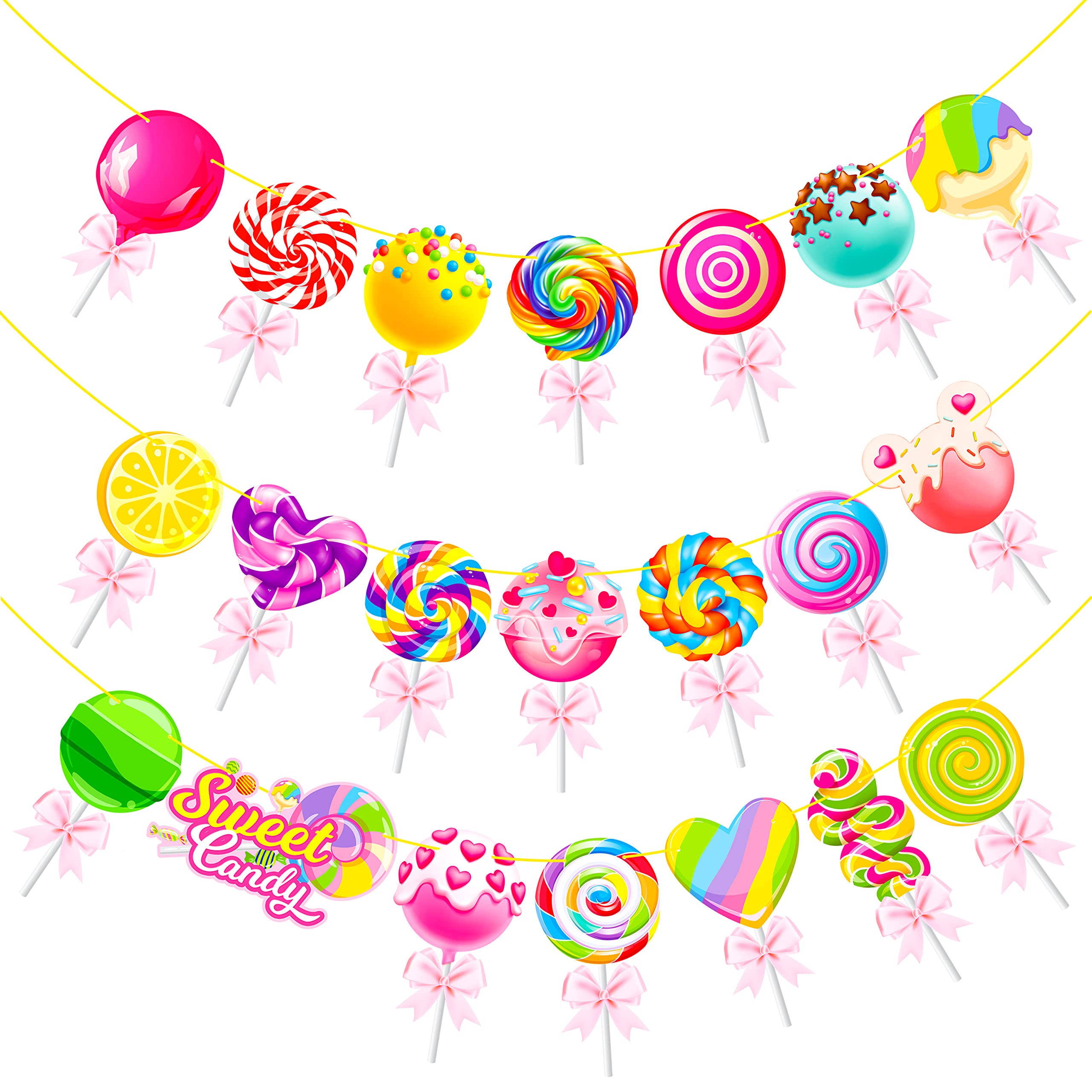 Candy Party Banners 2Pcs Candy Birthday Party Cutout Banners Lollipop Party Decorations for Candyland Baby Shower Supplies