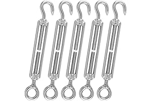 5pcs M5 Stainless Steel 304 Hook & Eye Turnbuckle Wire Rope Tensioner
