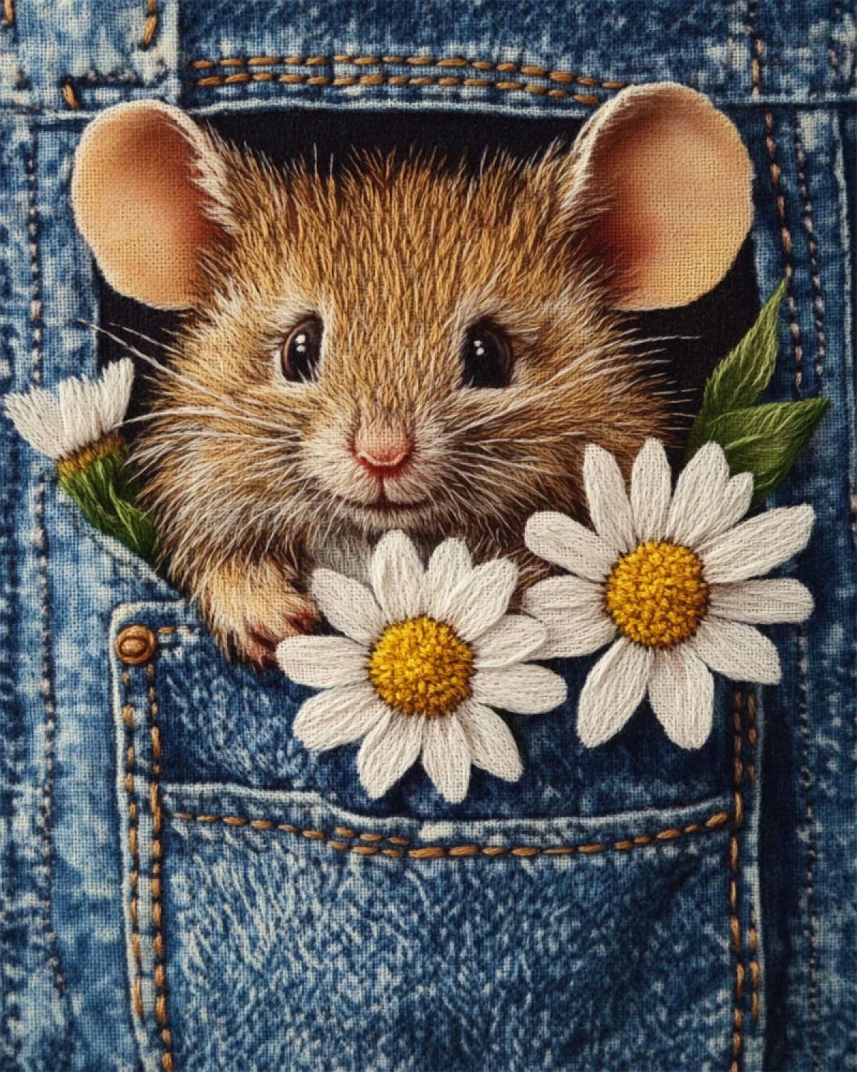 Taxpy 11CT Ratón Y Flores Diy Kit Punto De Cruz Animales De Dibujos Animados Kits De Patrones De Punto De Cruz,Kit De Bordado Para Adultos Y Principiantes,Juego De Manualidades 80x100cm