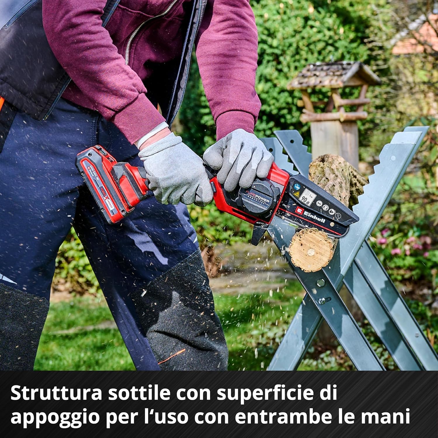 Einhell Motosega a batteria GE-PS 18/15 Li Bag Kit Power X-Change (18 V, Brushless, lunghezza di taglio 12,5 cm, con batteria 2,5 Ah, caricabatteria, catena di ricambio, Einhell Bag 45/29)