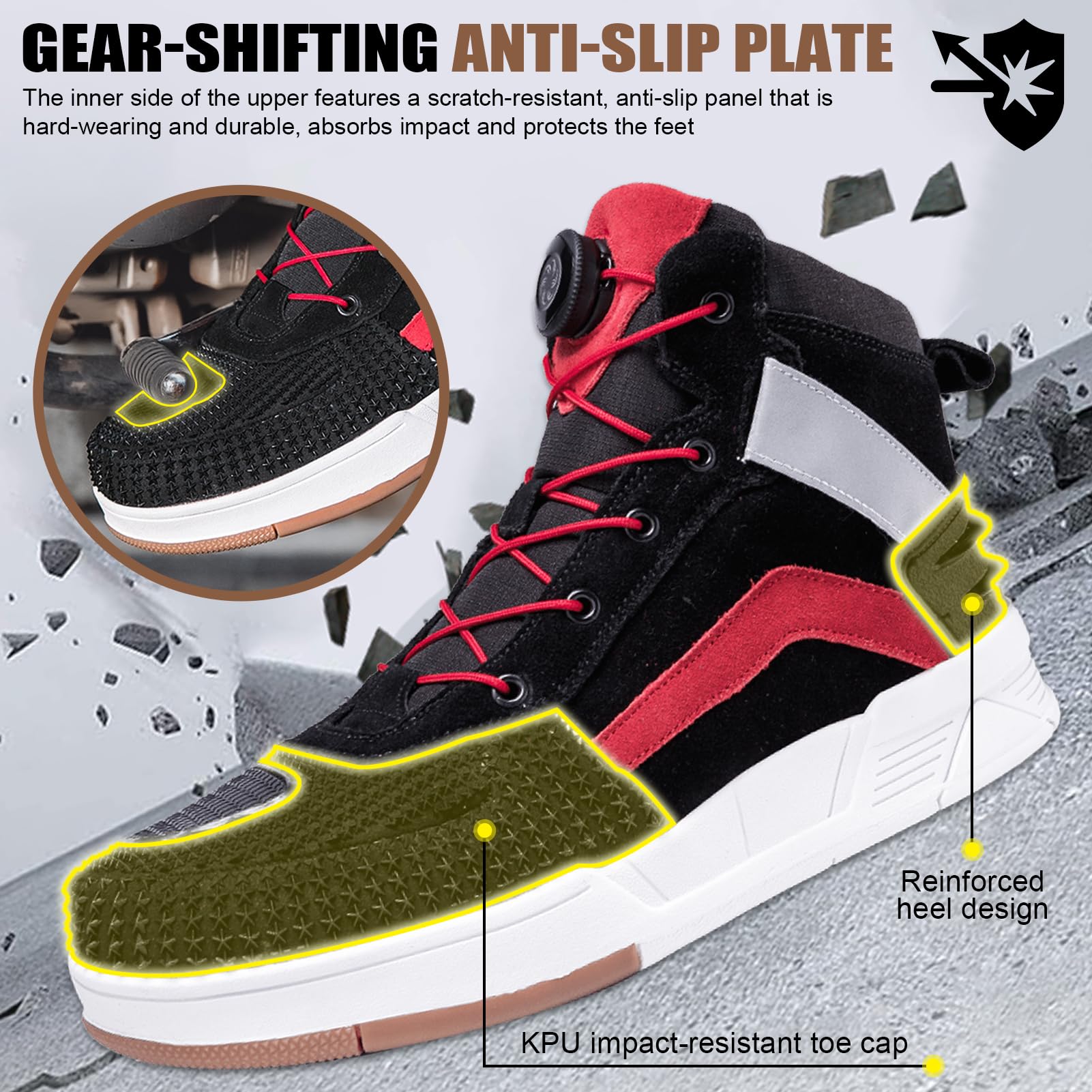 Scarpe da Moto Unisex, Stivali Motocross per Uomo e Donna, Sneaker Moto con Rinforzo alla Tallone, Scarpe da Ginnastica Protettivi Antiscivolo Attrezzatura da Guida