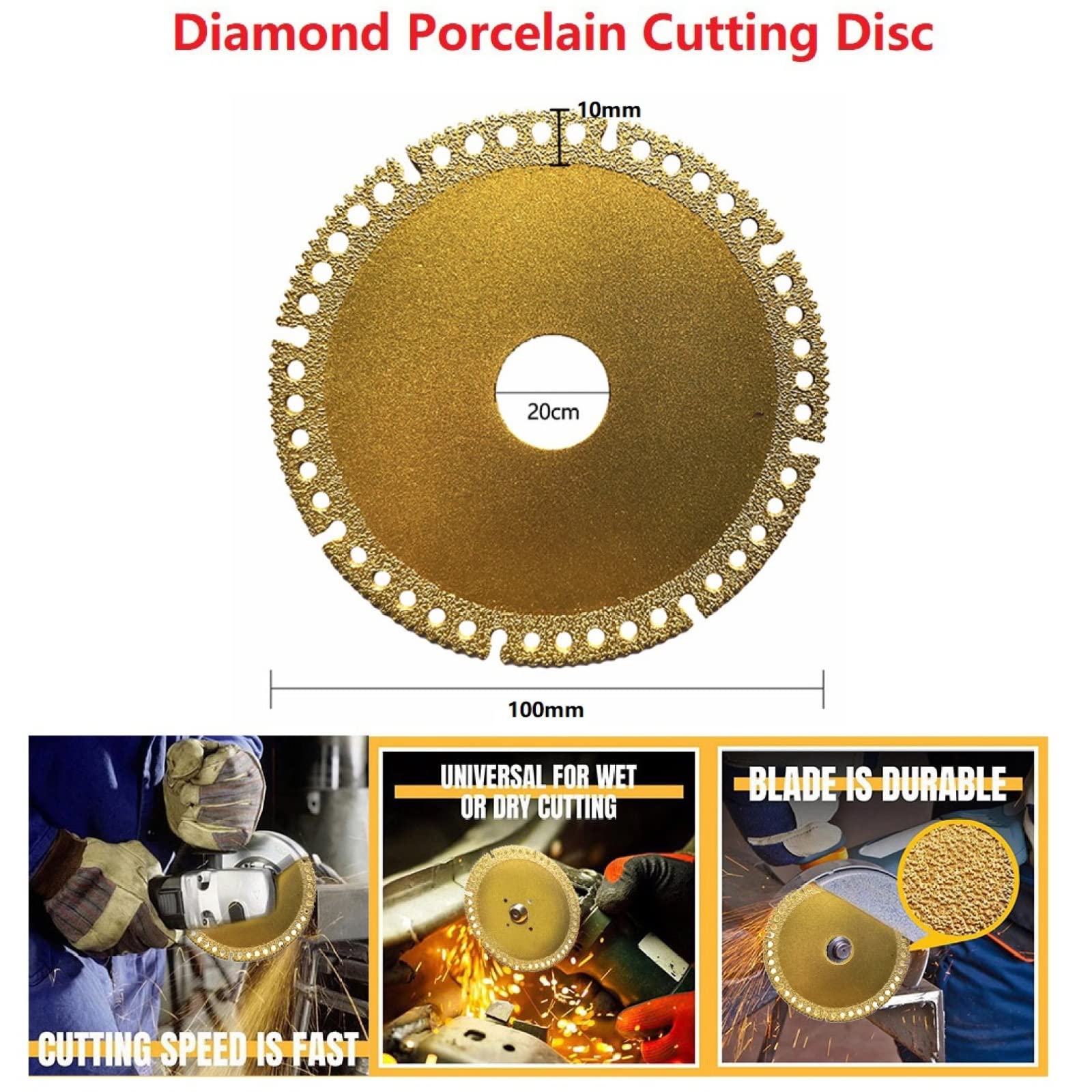 LYVQZPWLRDiamentowa płyta cięcia, Diamentowa tarcza tnąca do szkła 100 mm Ceramiczna tarcza tnąca do płytek Marmuru i betonu Szlifierka kątowa Tarcze do pił tarczowych