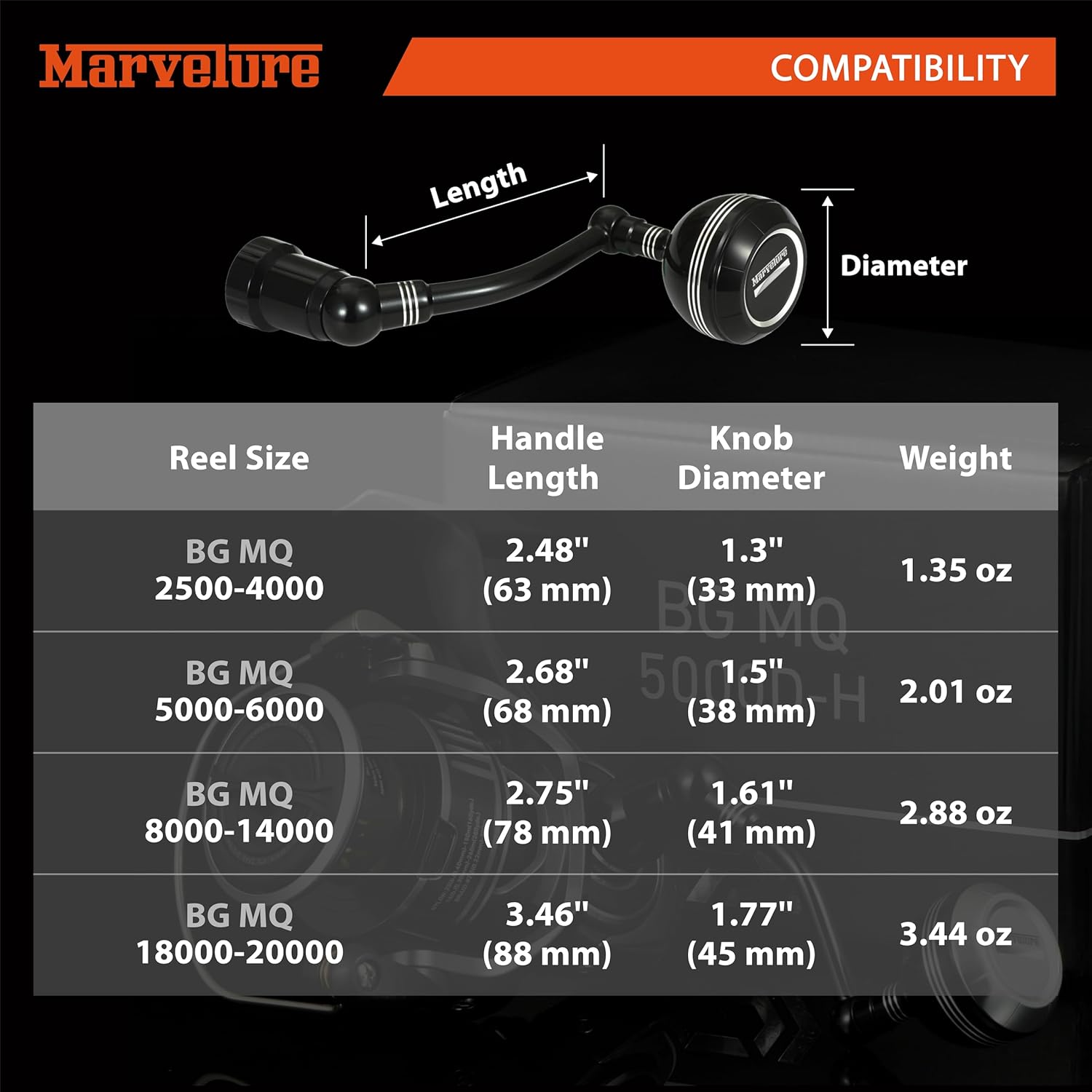 Power Handle Compatible for Daiwa BG MQ 2500-20000 Spinning Reel Replacement Handle