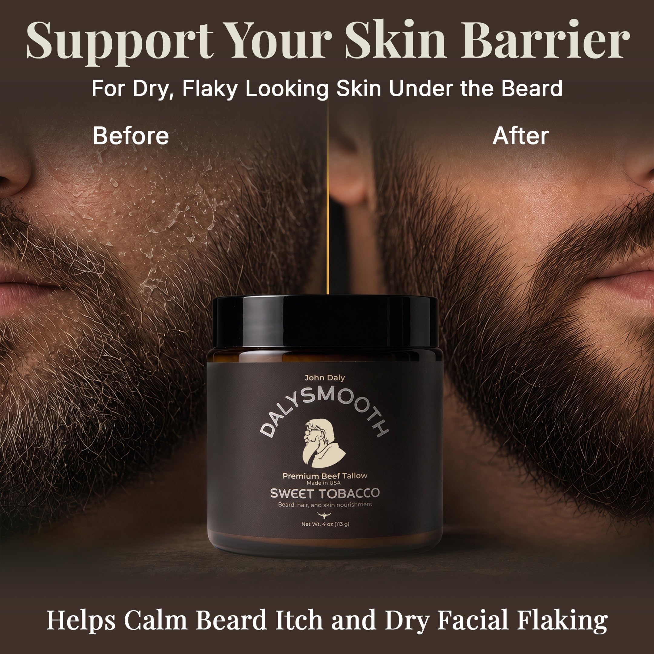 John Daly Sweet Tobacco Beef Tallow Balm Face & Beard 4oz