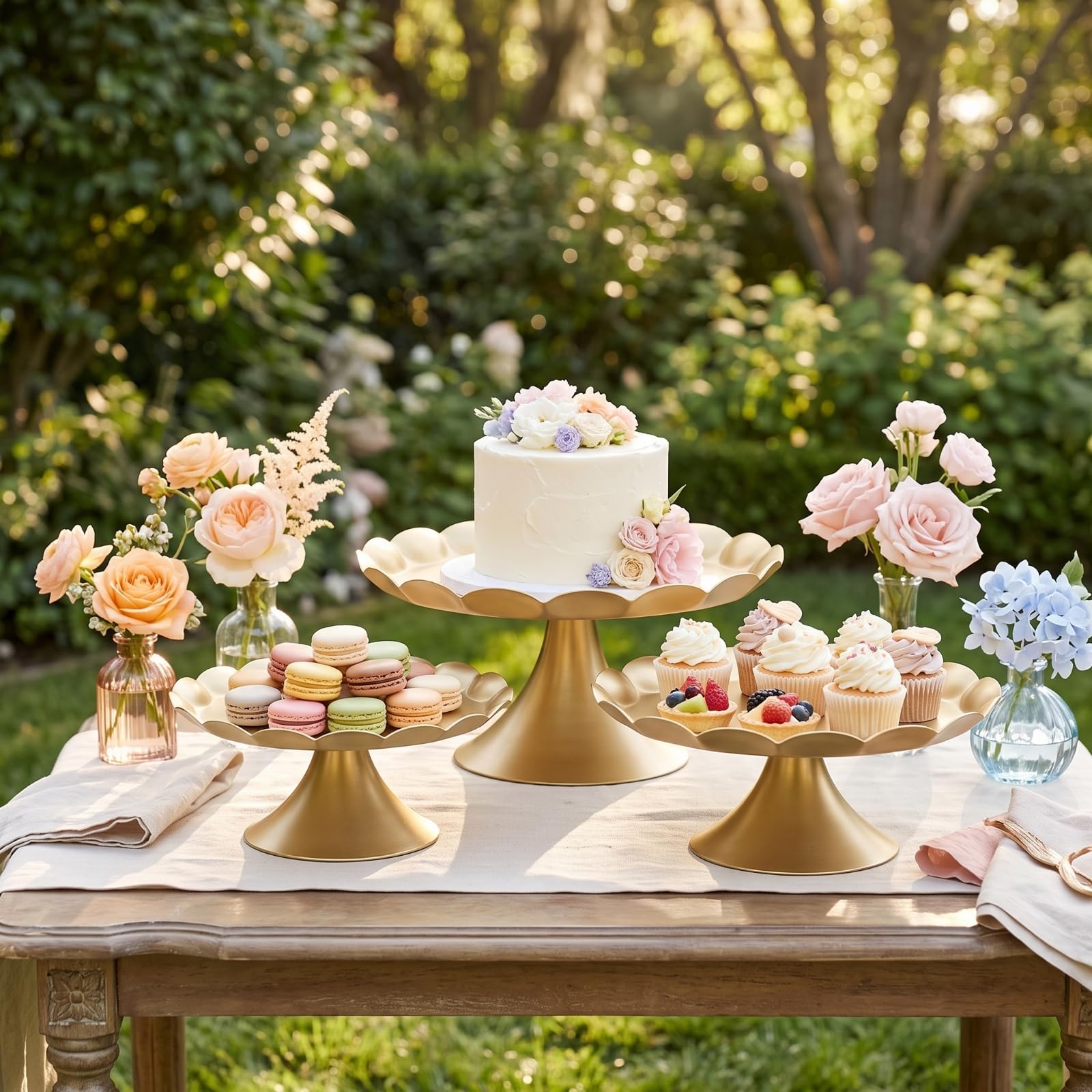 Dessert Display Stand Alzata Tortiera Vassoio Piatto Dolci con Piedistallo Largo Stabilità Sicura in Ferro Finitura Opaca Adatta a Buffet di Festa Matrimoni Tè Pomeridiano , Nero