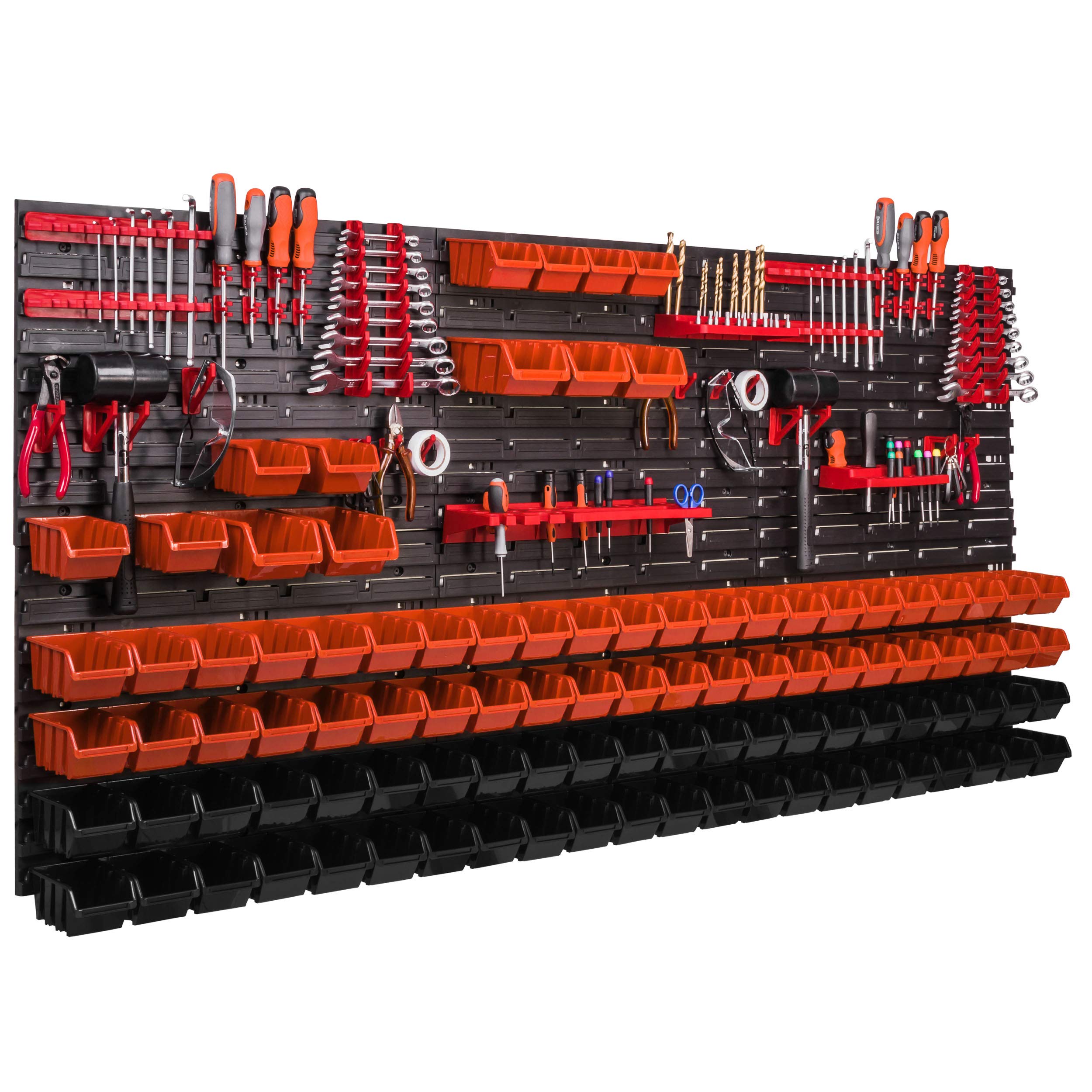 Estantería de pared (1728 x 780 mm, 101 unidades) Cajas apilables, estanterías de almacenamiento, placas de pared extrafuertes, estantería extensible