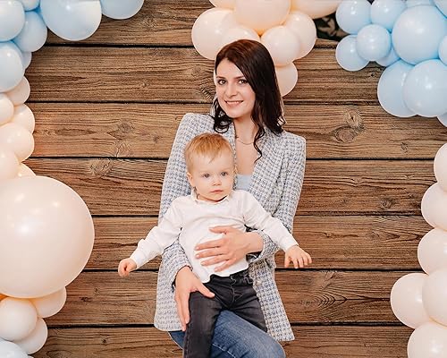 Miniatura 5 de Buryeah Telón de fondo de madera para pared, fondo de tela de madera marrón, fondo de fotos rústico de poliéster para sesión de fotos, baby shower,