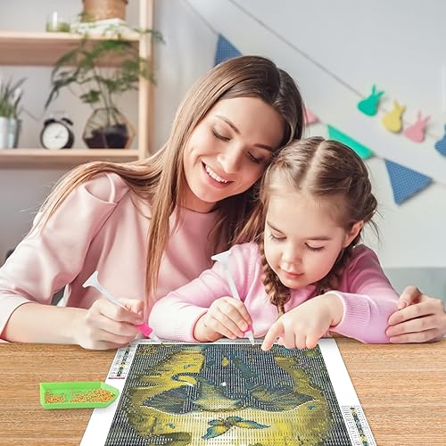 Miniatura 9 de MOGTAA Kits de pintura de diamante de lobo para adultos, kits de arte de diamantes de lobo de taladro completo para principiantes, kits de puntos de