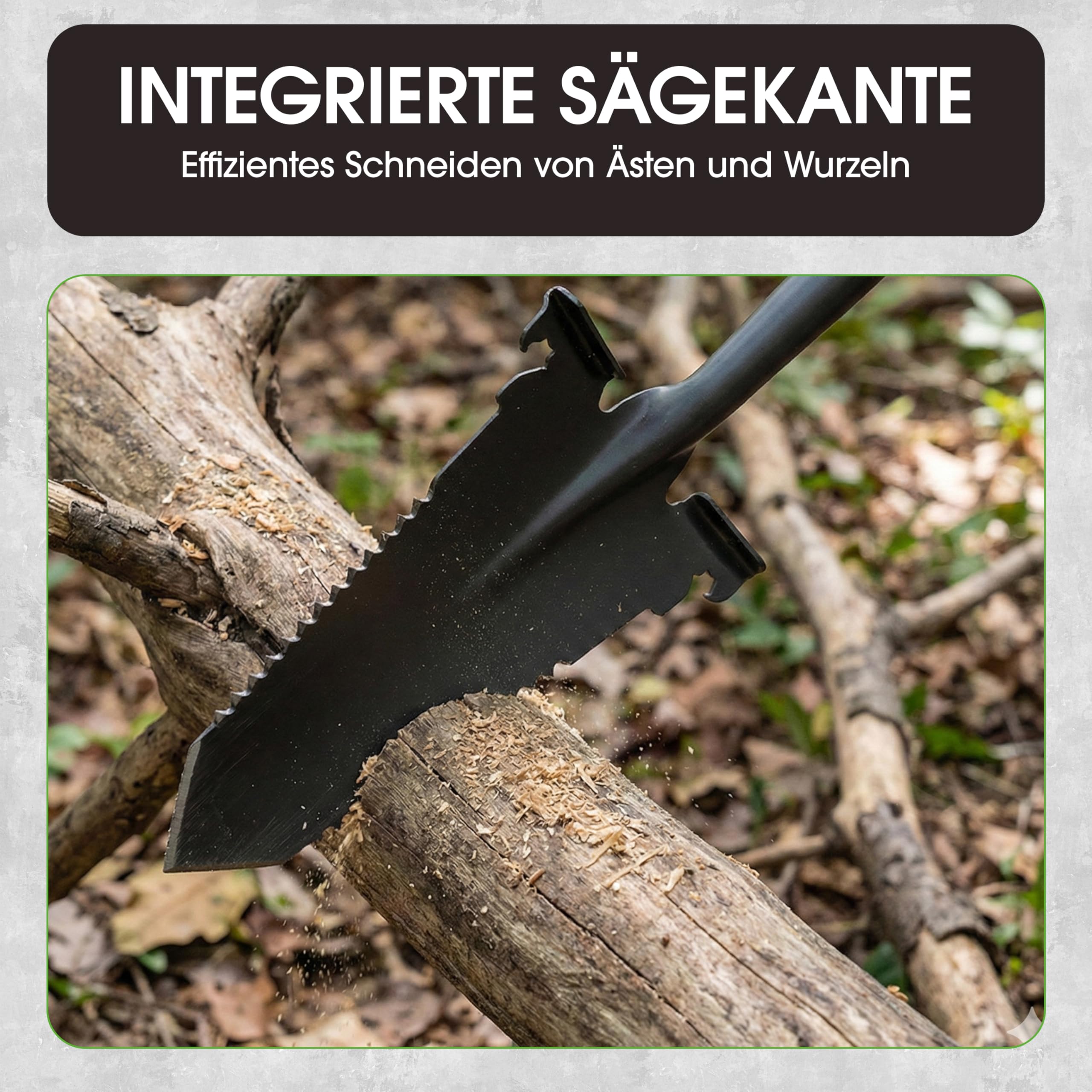 Hammersmith RayzerShovel - Spaten mit Wurzelsäge - Gärtnerspaten für Harte & steinige Böden zum Graben, Schneiden & Sägen - Trittkante für mehr Kraft, für Garten, BAU, Wurzeln entfernen