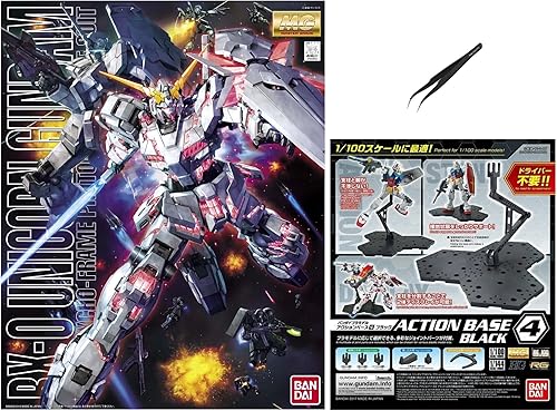 Make Your Day Bandai MG RX-0 Unicorn Gundam base de acción 4 pinzas curvas negras