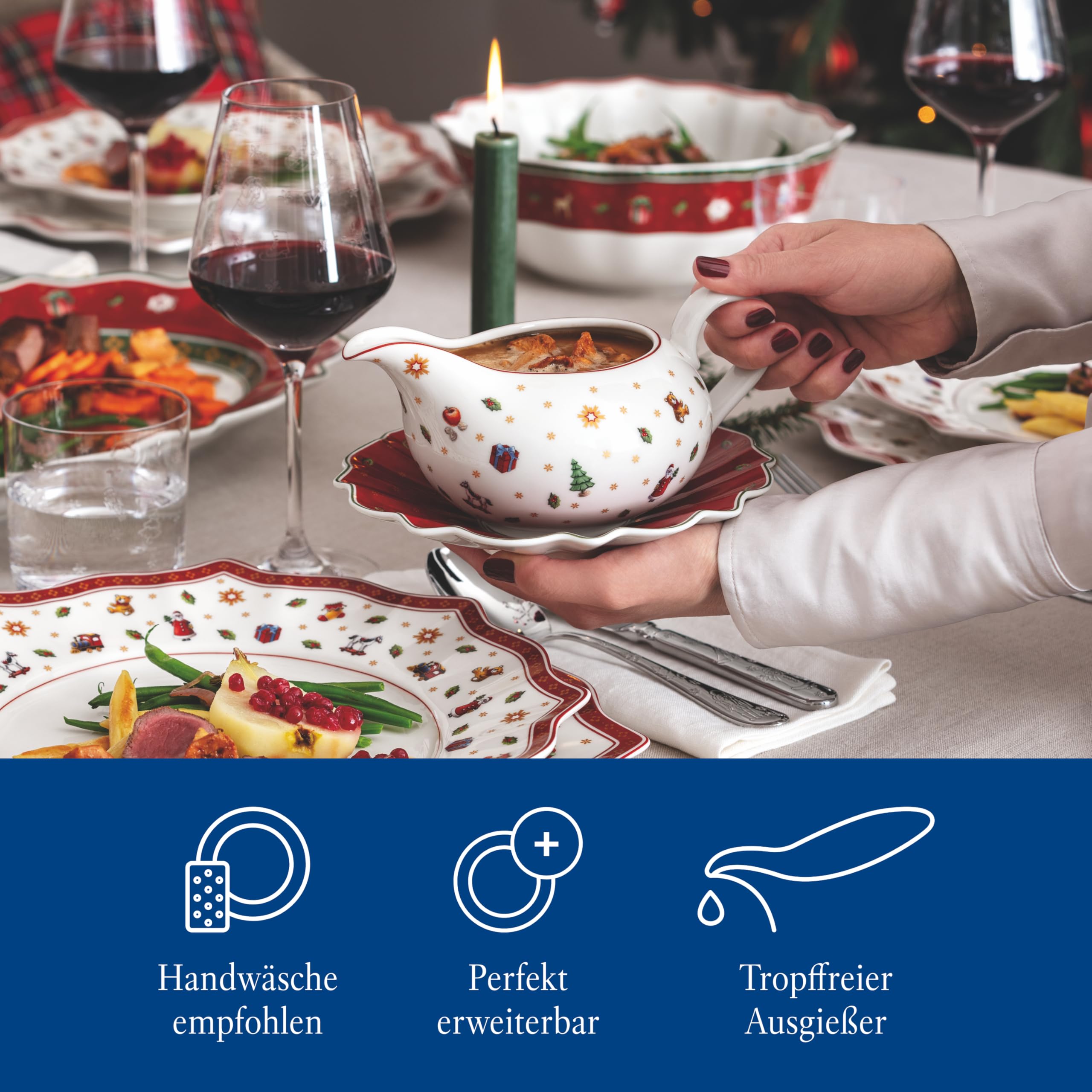 Villeroy & Boch – Toy's Delight Sauciere mit Unterteil Bunt, Soßenkännchen mit Unterteil, Soßenschale für Weihnachten Toys, Soßenkanne, Keramik Geschirr, Premium Porcelain