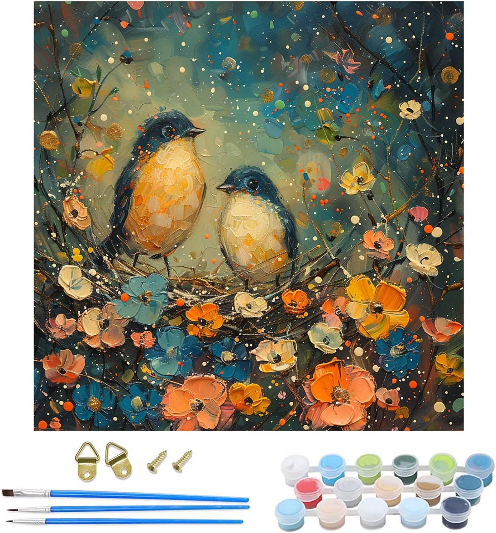Malowanie ptaków po numerach dla dorosłych, do malowania po numerach, dla dorosłych, kwiat, DIY, rękodzieło, akrylowy pigment, zestaw do rysowania ze pędzlami, hobby dla dorosłych kobiet, dekoracja