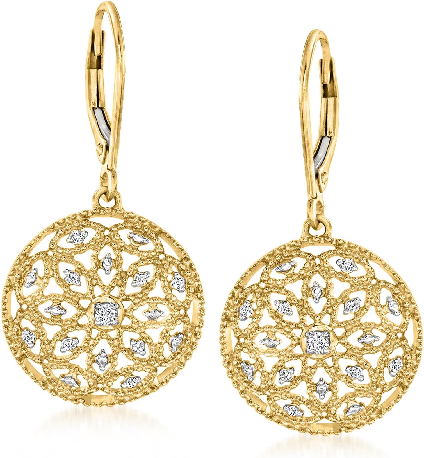0.10 ct. t.w. Diamond Circle Drop Earrings in 18kt Gold Over Sterling, Diamond, Diamond