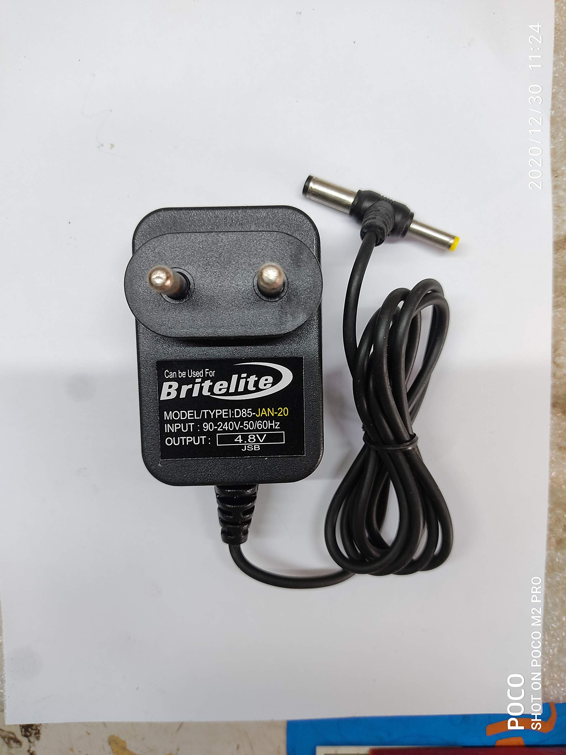 SANTHOSH ENTERPRISES Power Adapter AC/DC 4.8v for Britelite Torch Light Charger - Black