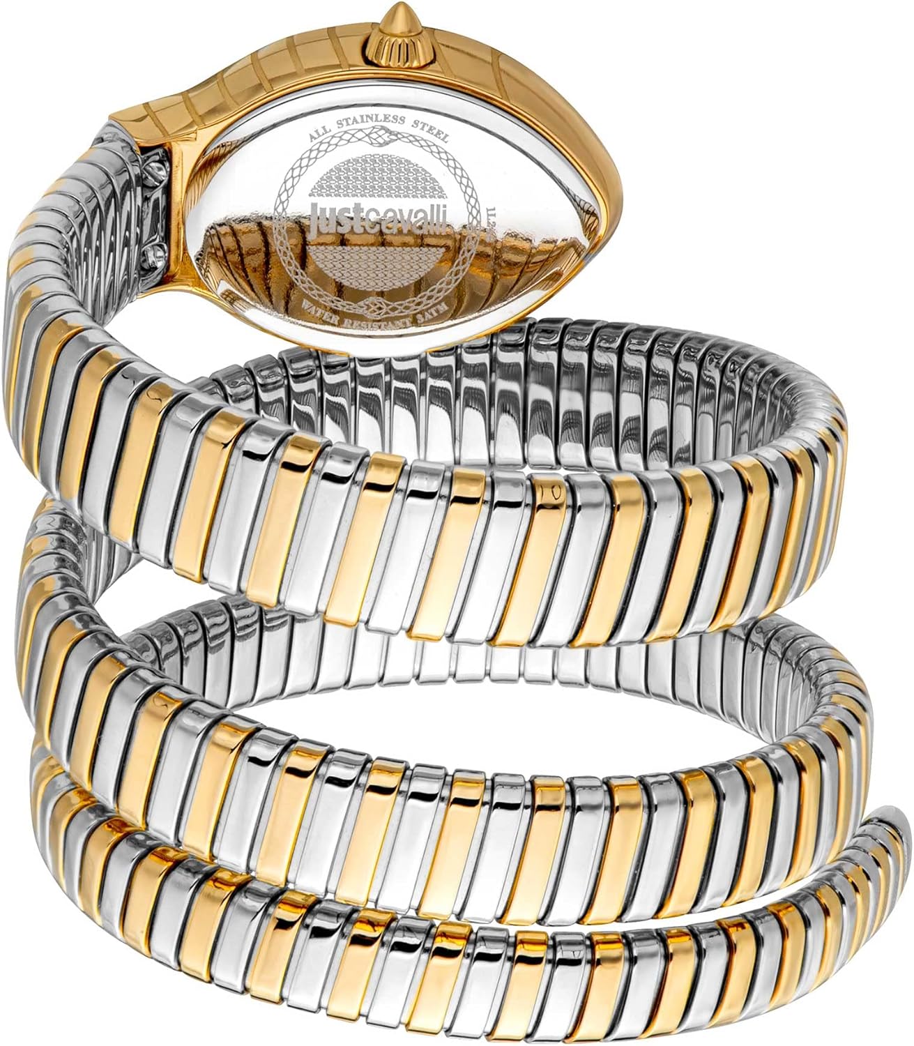 Just Cavalli Signature Snake Classico lungo - Orologio elegante da donna al quarzo moda bracciale flessibile doppio giro e cassa in acciaio inox