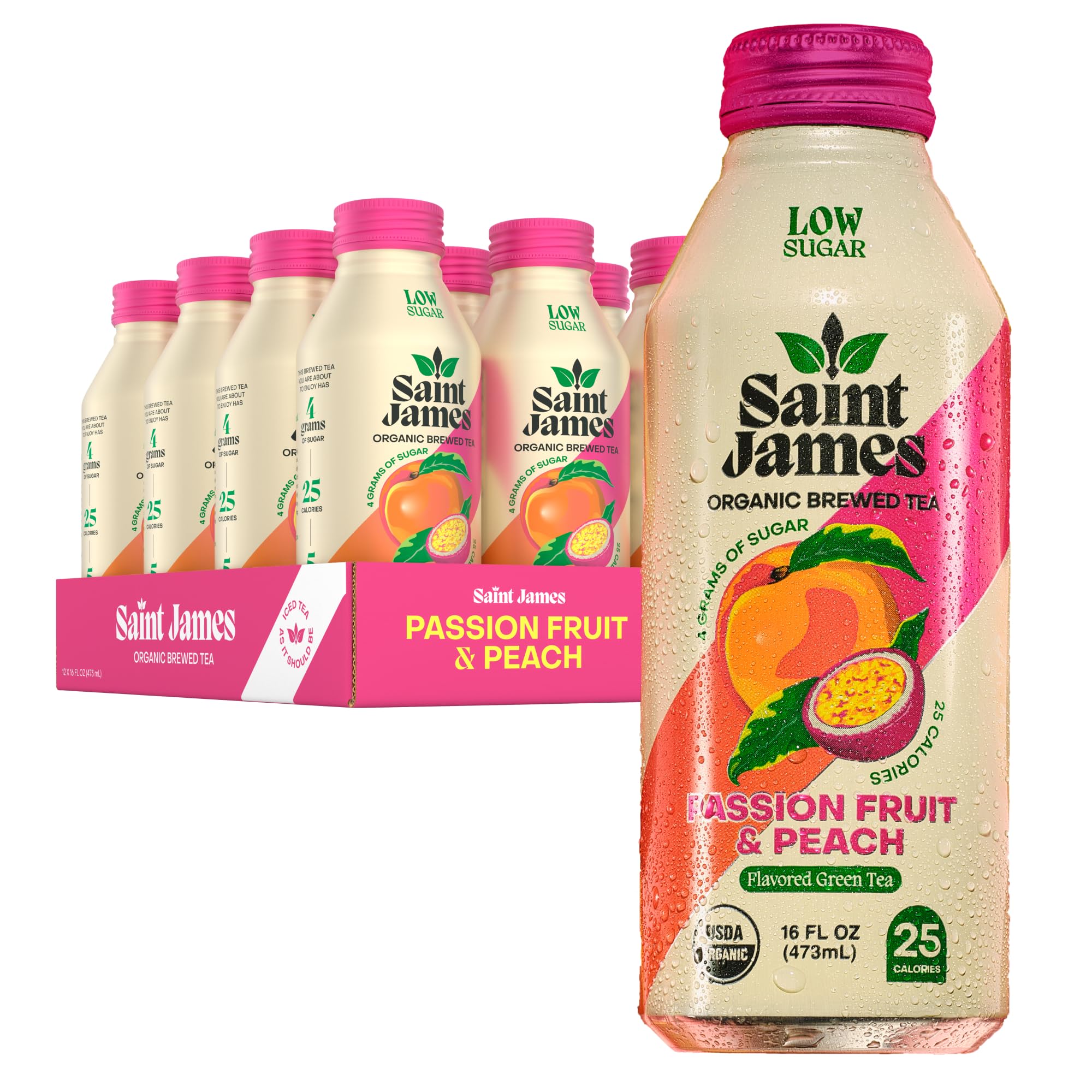 Amazon.com : Saint James Passion Fruit & Peach Organic Green Tea