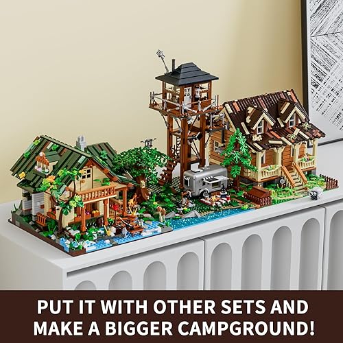 Miniatura 4 de FUNWHOLE Lookout - Juego de ladrillos de construcción de iluminación de campamento, torre de observación salvaje retro, para campamento, coche y