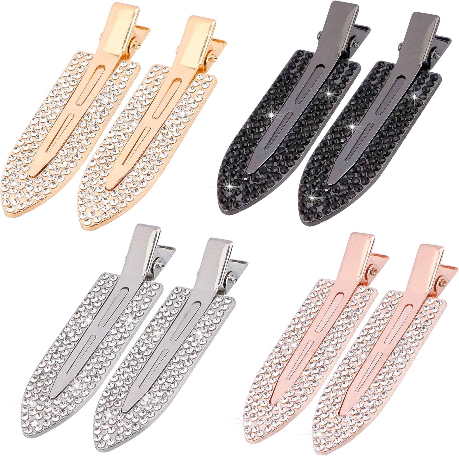 12 Pcs Rhinestone Alligator Hair Clips Fancy Crystal