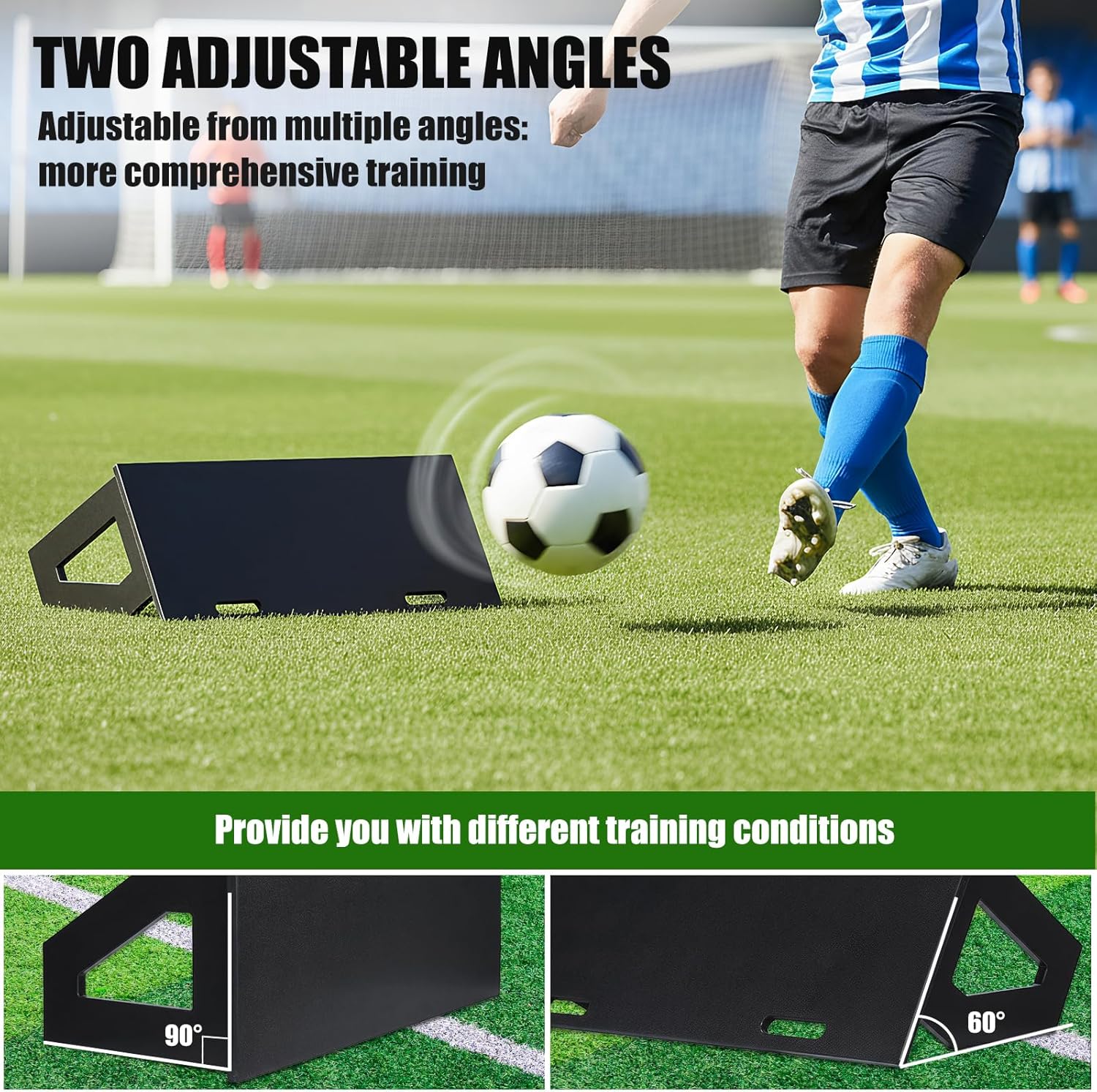 ETOYA Soccer Rebounder Board: Portable Rebound Board with 2 Angles Rebound - 100x40cm Foldable HDPE Rebound Board - Soccer Training Equipment for Passing & Shooting Practice