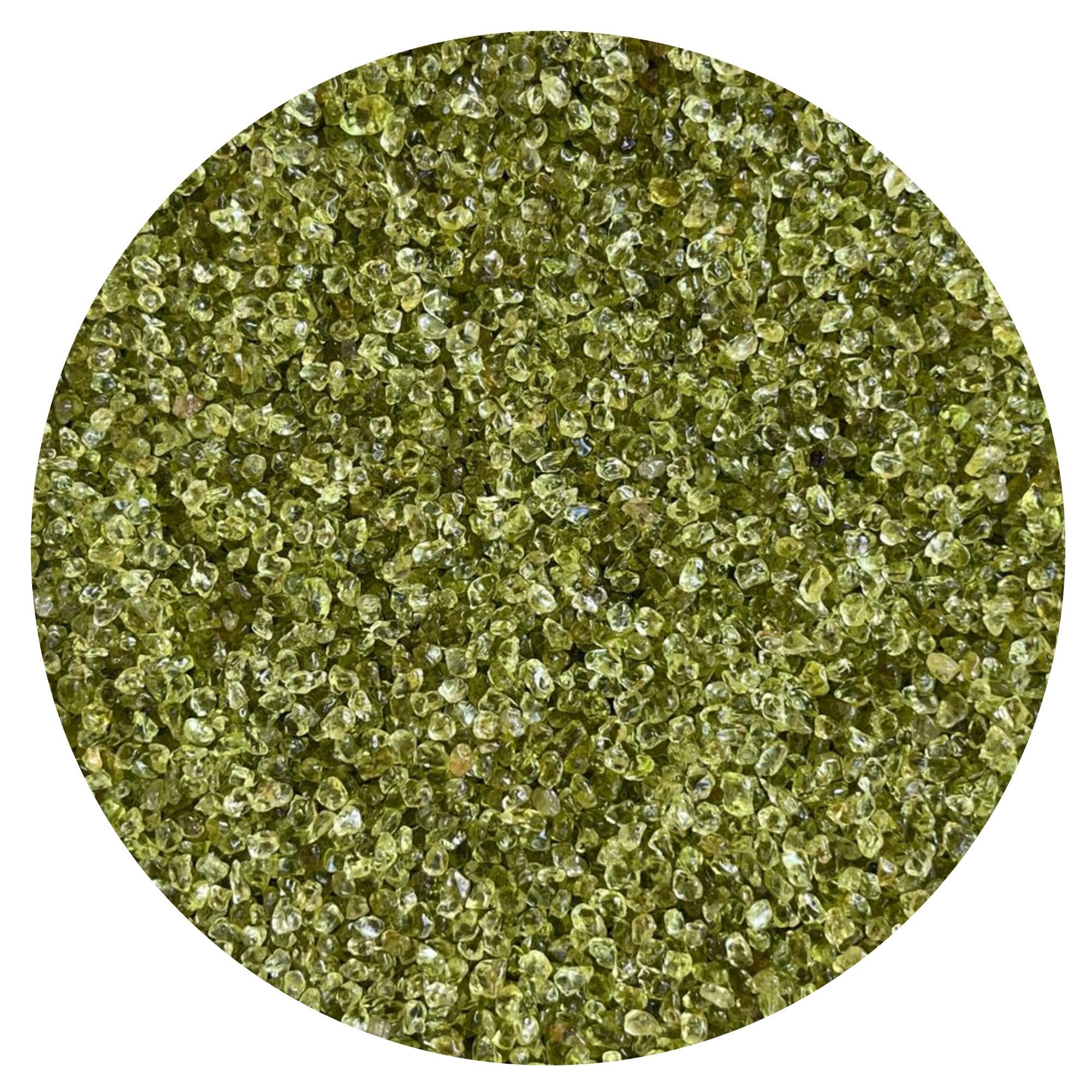 GAF TREASURES 2 oz Lot Natural Semi Tumbled Gemstone Chips, Crushed Mini Crystals, Undrilled Crystal Chips (Peridot)