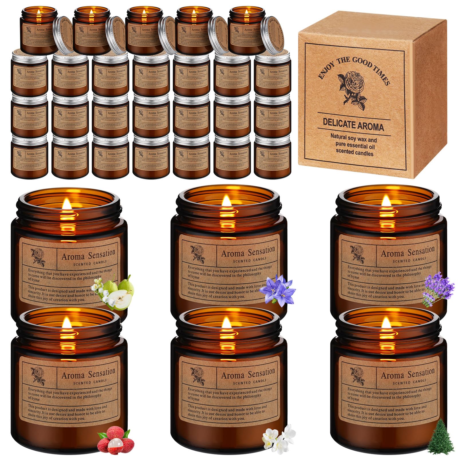 MTLEE Set regalo da 36 candele profumate per la casa, candele profumate per aromaterapia a lunga durata, per compleanno, insegnante, Ringraziamento, anniversario (stile semplice)