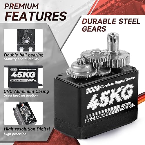 Miniatura 2 de Servomotor sin núcleo de 99.2 lbs de dirección de alto torque Smraza 8.4V Servo Digital de engranaje de metal completo servo impermeable para RC