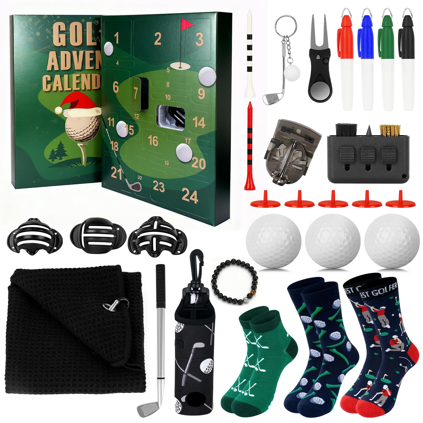 ONEHAUS Golf Advent Calendar 2026 for Men, 24 Days Christmas Countdown Calendar for Dad Husband Boyfriend Boys Teen Birthday Gifts, Golf Accessories Balls Tees Ball Markers Socks Mens Gifts Christmas
