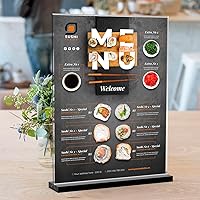 Vista 5 de Acrylic Sign Holder with Black Base Desktop Display Holder for Homes Restaurants Offices Shops (3 Pack)