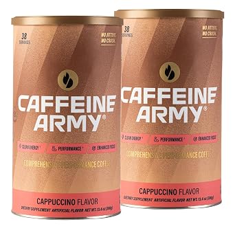 Kit With 2x Cappuccino - Comprehensive Functional Coffee with Collagen Clean Energy + Supports Daily Attention, No Jitters or Crash 2 x 13.4 oz 38 Servings - Caffeine Army