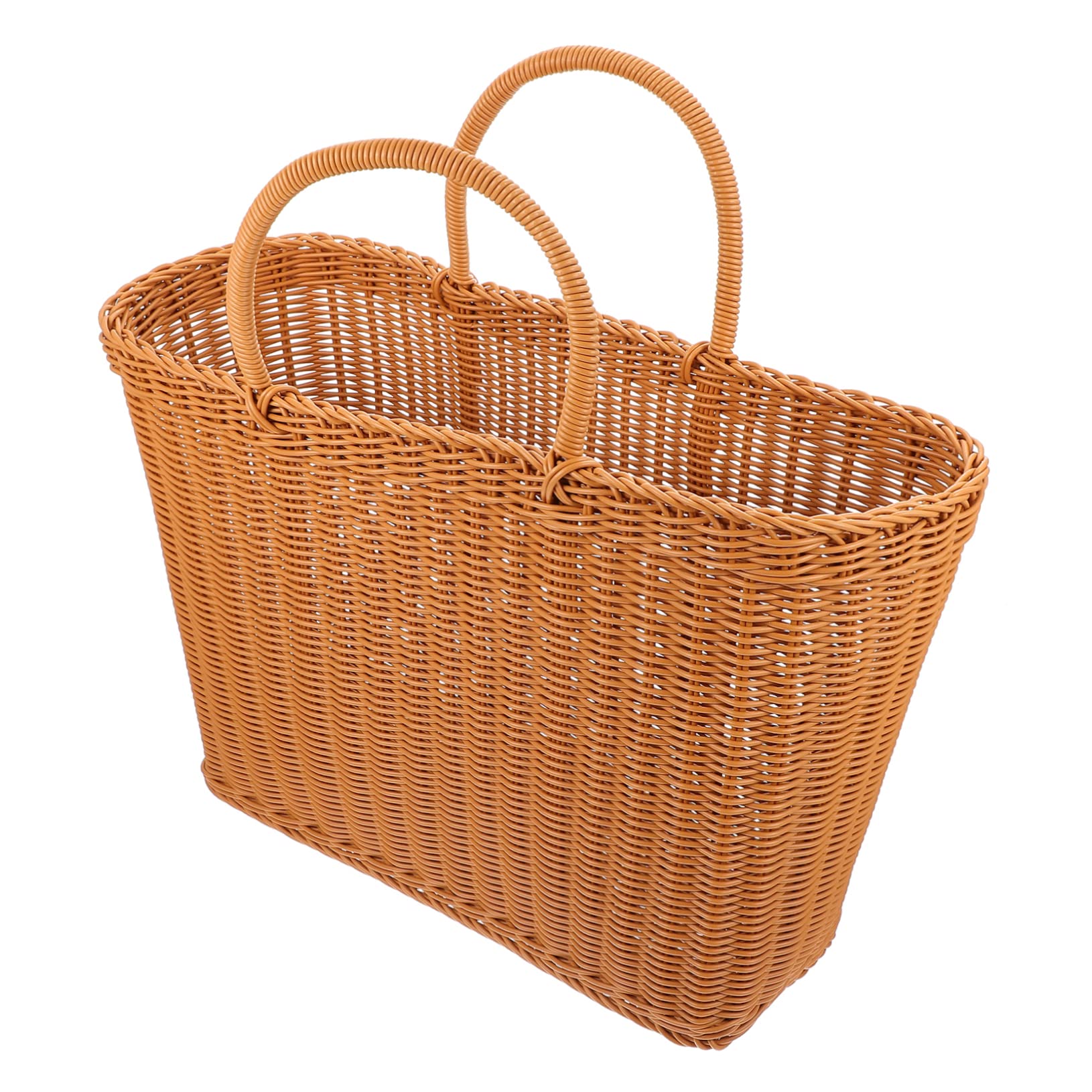 Cesta tejida portátil con asas para un almacenamiento decorativo y versátil