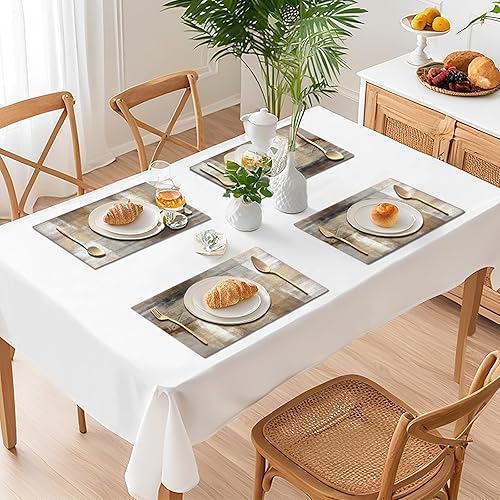 Miniatura 4 de Juego de 4 manteles individuales de arte abstracto beige y gris, manteles individuales modernos para interiores, lavables, impermeables, resistentes