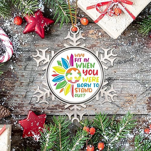 Miniatura 7 de Adorno para árbol de Navidad, regalo para niños autistas, adornos de Navidad para concientización sobre el autismo, adorno de copo de nieve de metal