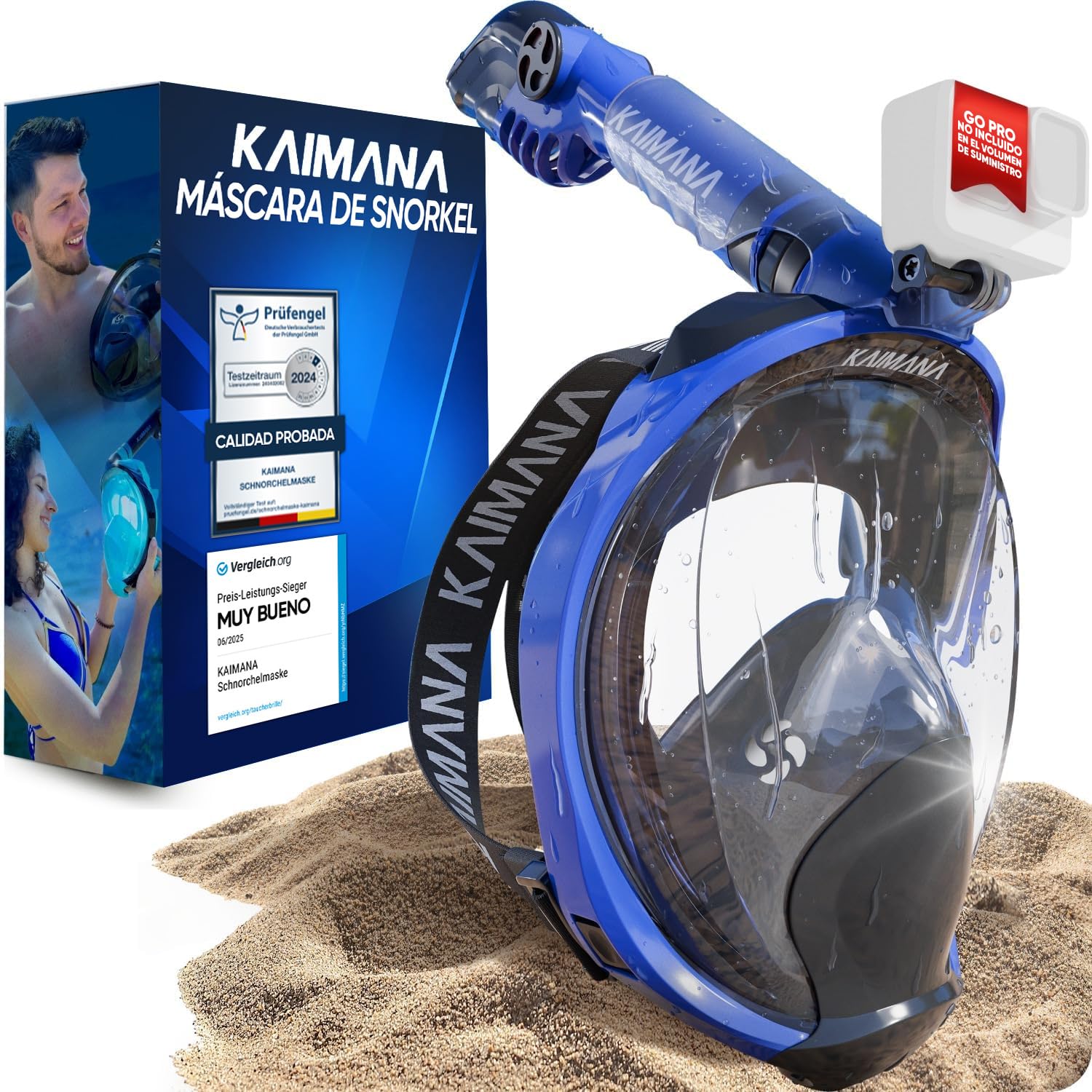 La galardonada máscara de Buceo KAIMANA® para Adultos y niños —Totalmente Apta para CO₂— Incluye un Estuche de Transporte — para Adultos— máscara de Buceo Integral