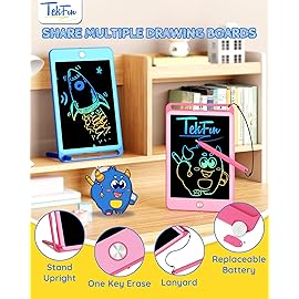 TEKFUN 2 Pack LCD Writing Tablet for Kids, 8.5 Inch Blue+Pink Doodle Board Drawing Board Drawing Tablet with Lanyard, Educational Kids Easter Christmas Toys Birthday Gift for Boys Girls 3-12 Years Old