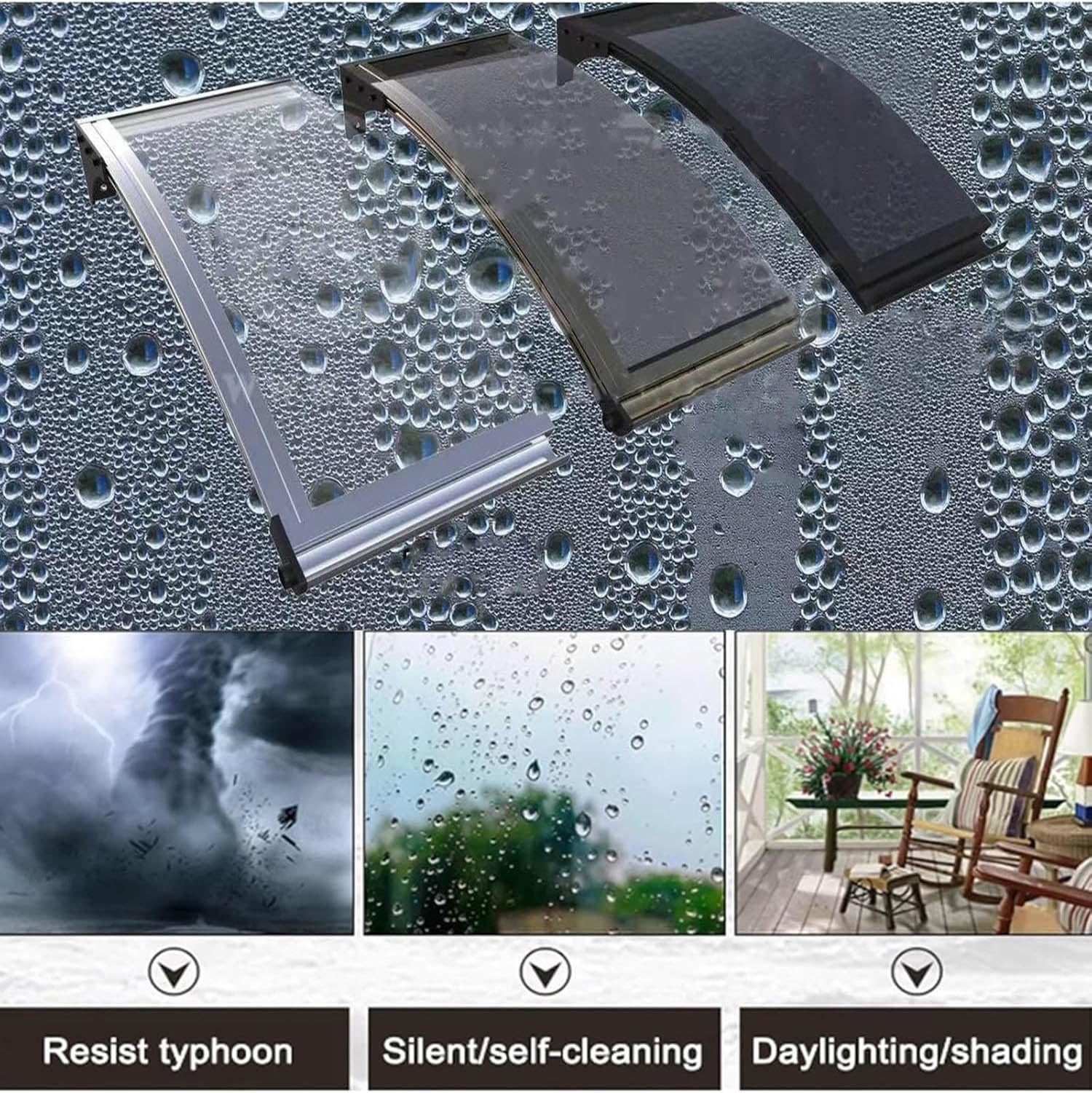 Drzwi odporne na promieniowanie UV rynna zewnętrzna ochrona przed owadami i deszczem osłona z aluminiowym uchwytem do drzwi wejściowych i schronienia patio
