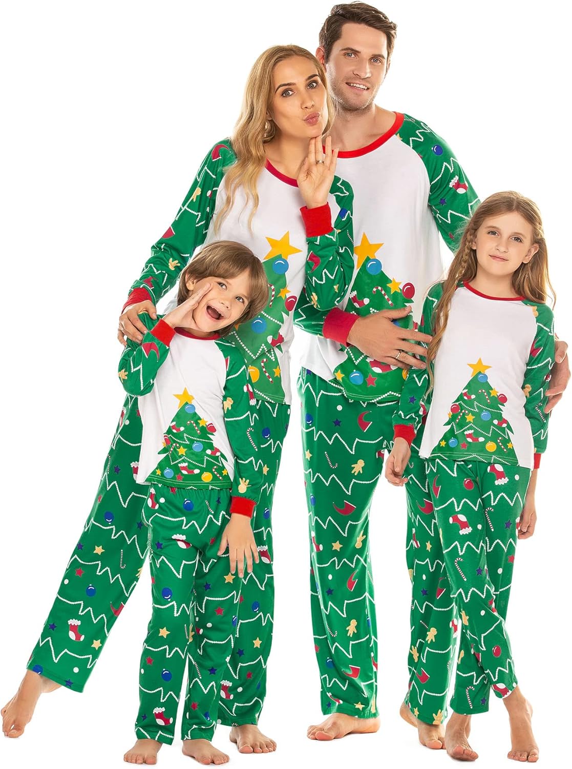 Ekouaer Christmas Pajamas for Family Matching Sets Long Sleeve Xmas Pj Set Soft Holiday Sleepwear S-XXL