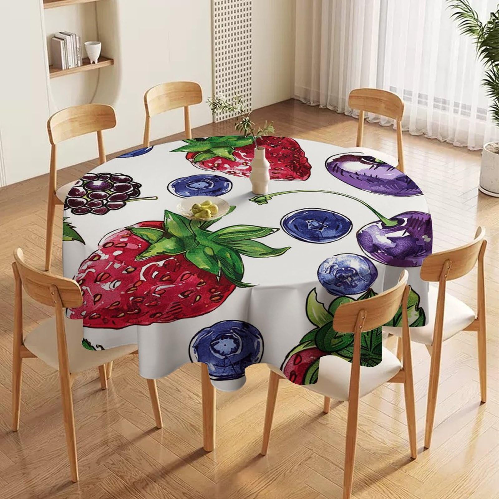 Nappe ronde protection lavable 152 cm anti-tache pour table de cuisine