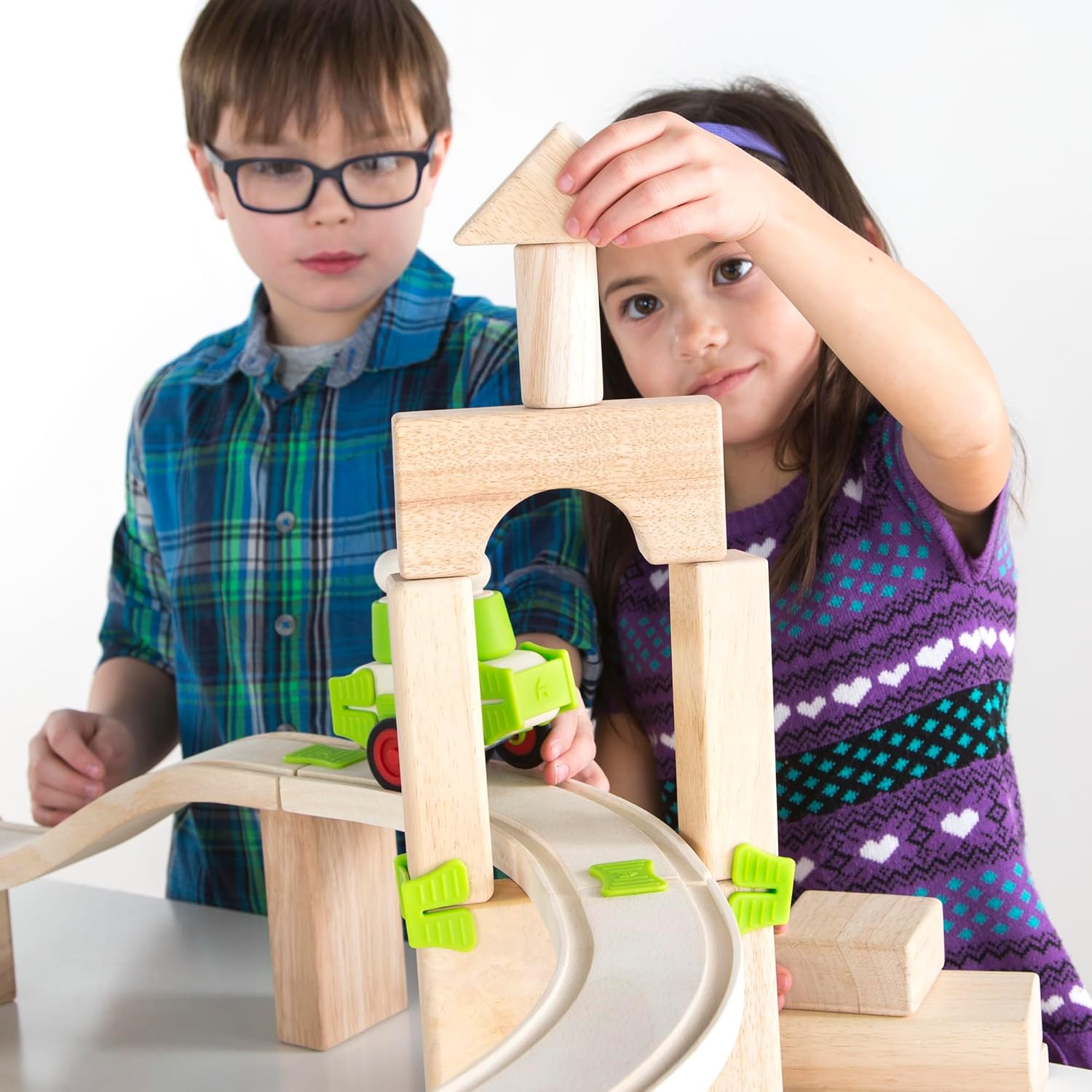 Guidecraft Block Science Foundation Set A - 55 Piece Set of Wooden Blocks: Kids STEM Learning Creative Educational Toy
