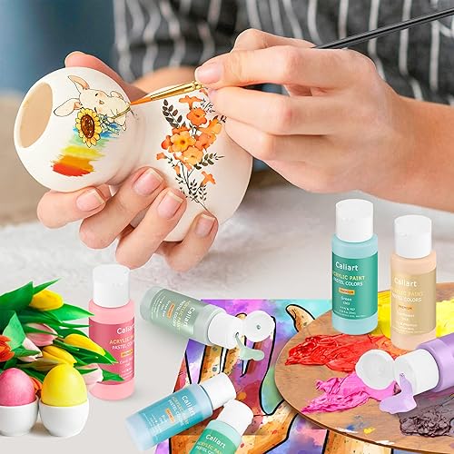 Vista 13 de Caliart Juego de pintura acrílica con 12 pinceles, 24 colores (4.1 fl oz, 4 onzas), pinturas artísticas para artistas, niños, estudiantes, Varios