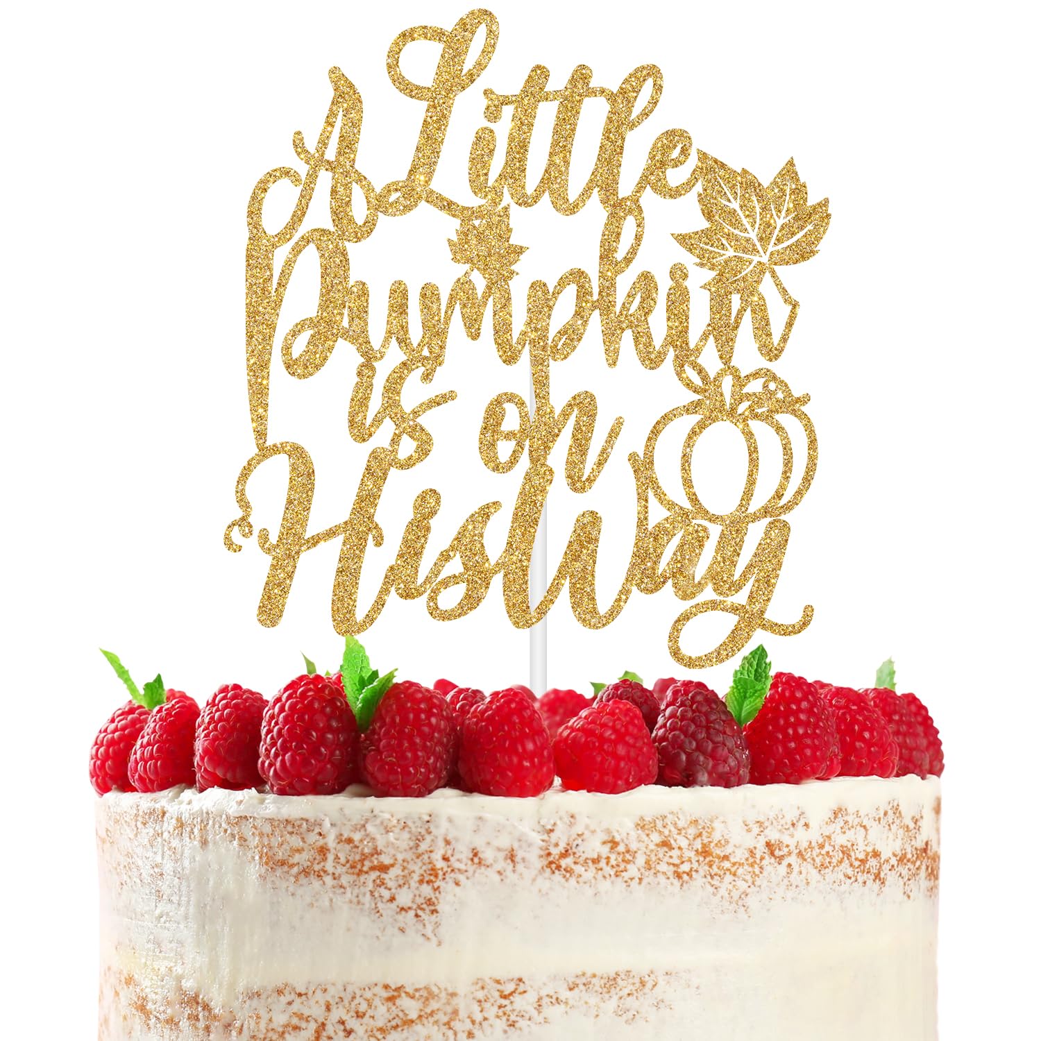 A Little Pumpkin is on His Way Cake Topper, Wecome Baby Boy, Gender Reveal Cake Decoration, Pregnancy Announcement Party Supplies Gold Glitter