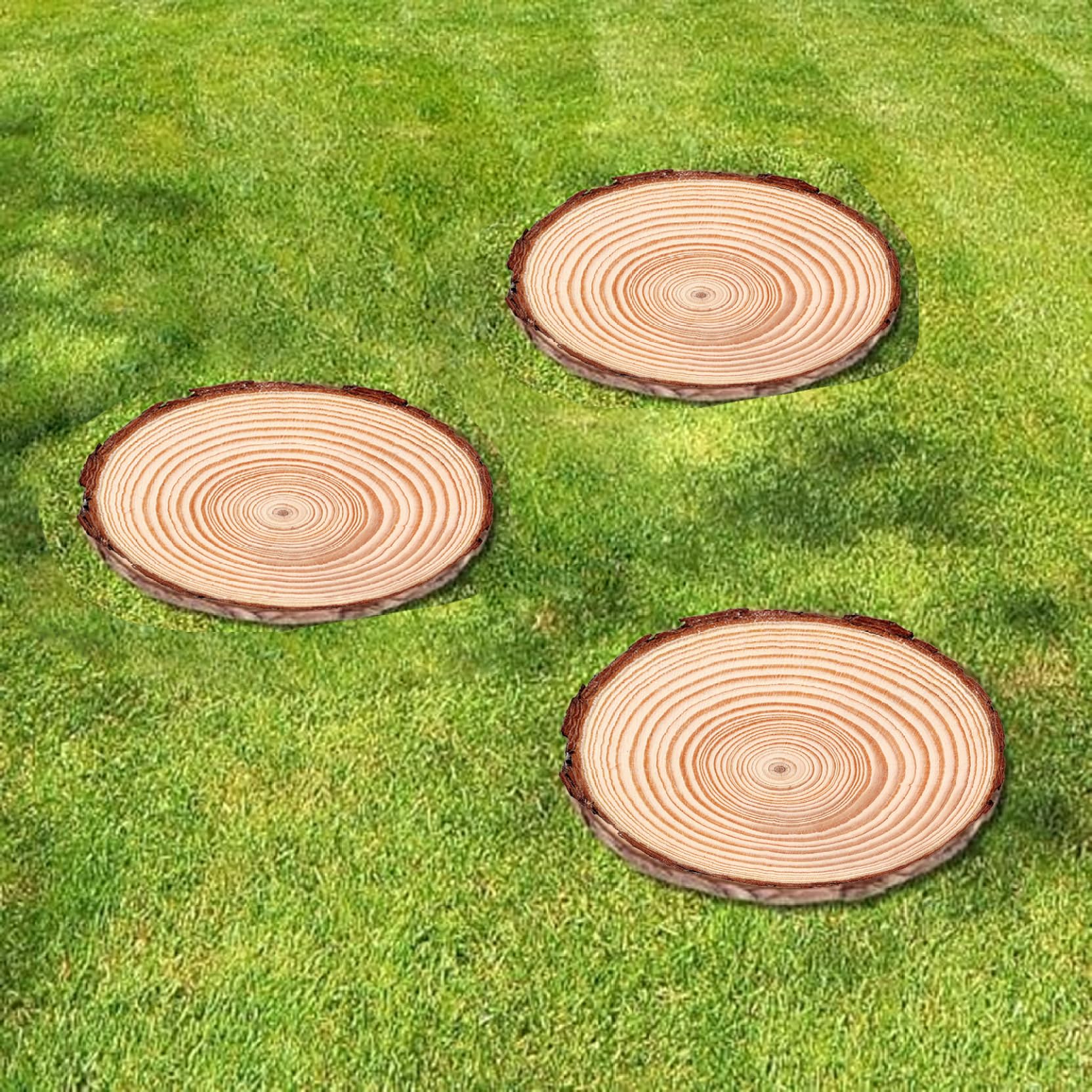 Camino de jardín de madera, pasaje decorativo de 3 piezas redonda, pavimentadores de camino de 7.1-7.9 pulgadas para el exterior, peldaños de jardín sin deslizamiento para el patio