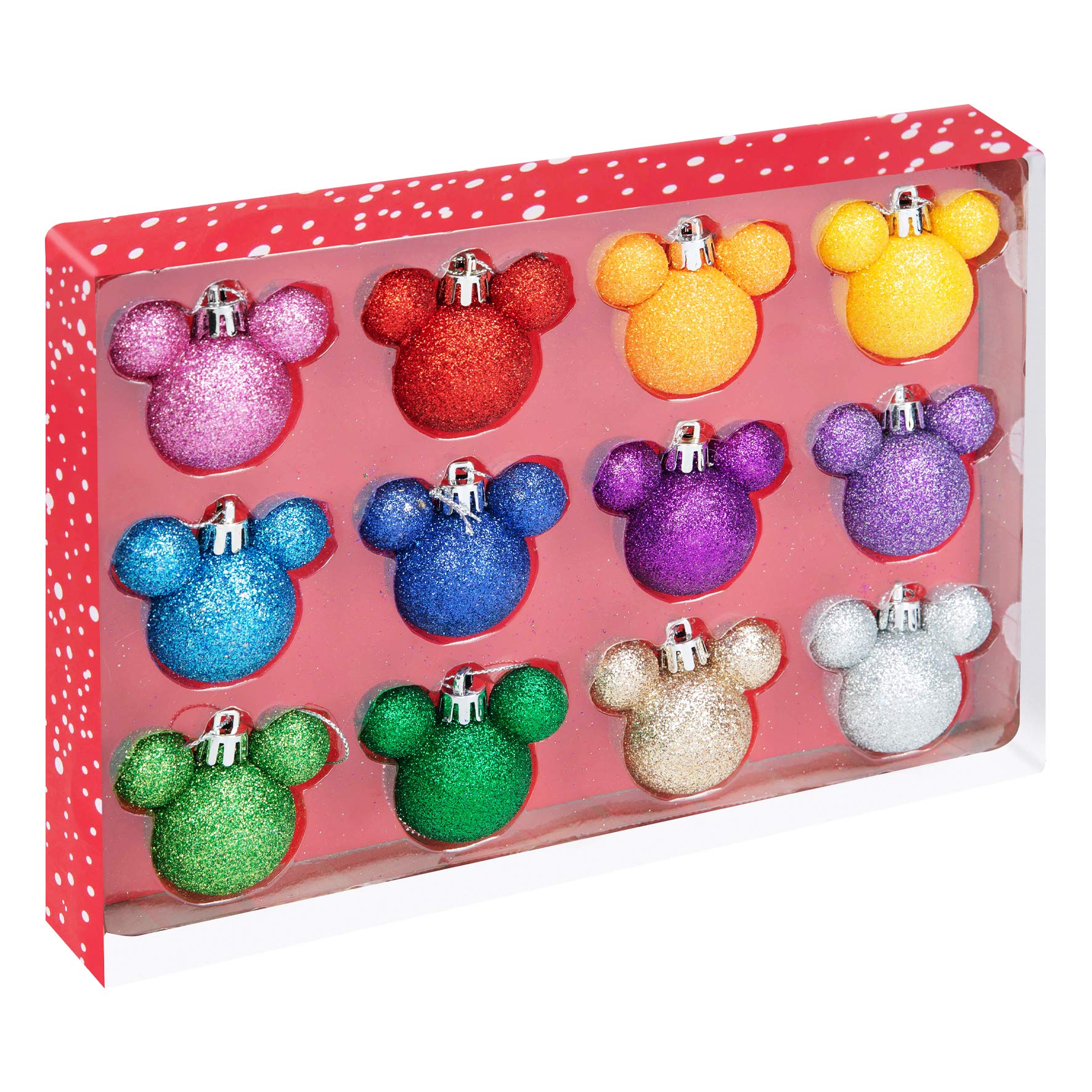 Widdop And Co Multicoloured Disney Christmas By Glitter Mickey Rainbow Baubles Set Of 12