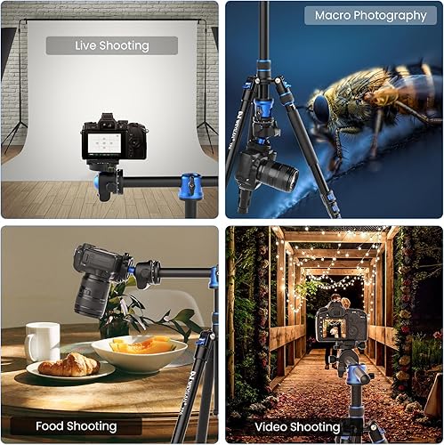 Miniatura 5 de WEYLLAN TP6 - Trípode para cámara, trípode horizontal de 67 pulgadas, monopie portátil de aluminio con cabeza de bola de 1.417 in, soporte de