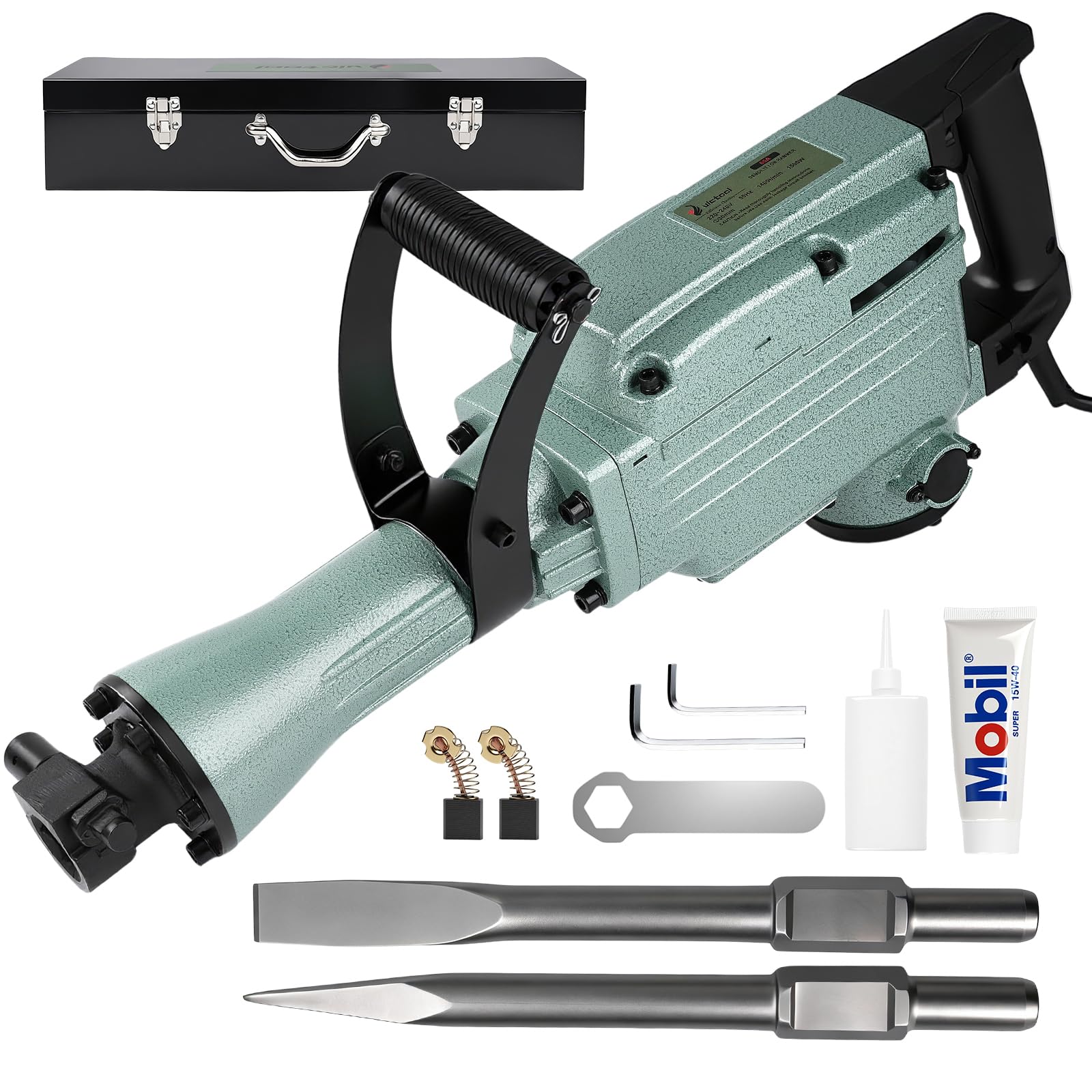 Taladro percutor eléctrico de 65 A con motor de 1250 W, taladro de impacto de alto rendimiento para hormigón y mampostería, compatible con brocas PH65