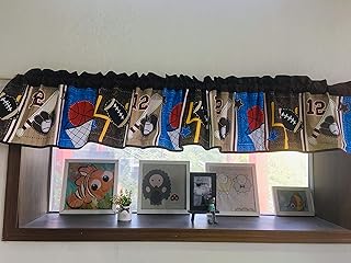 CribMATE Nursery Room Window Valance 1 PC Brown Sports/Pink Animal/ Grey Blue Sports Baby Girl/Baby Boy Window Curtain (Brown Sports)