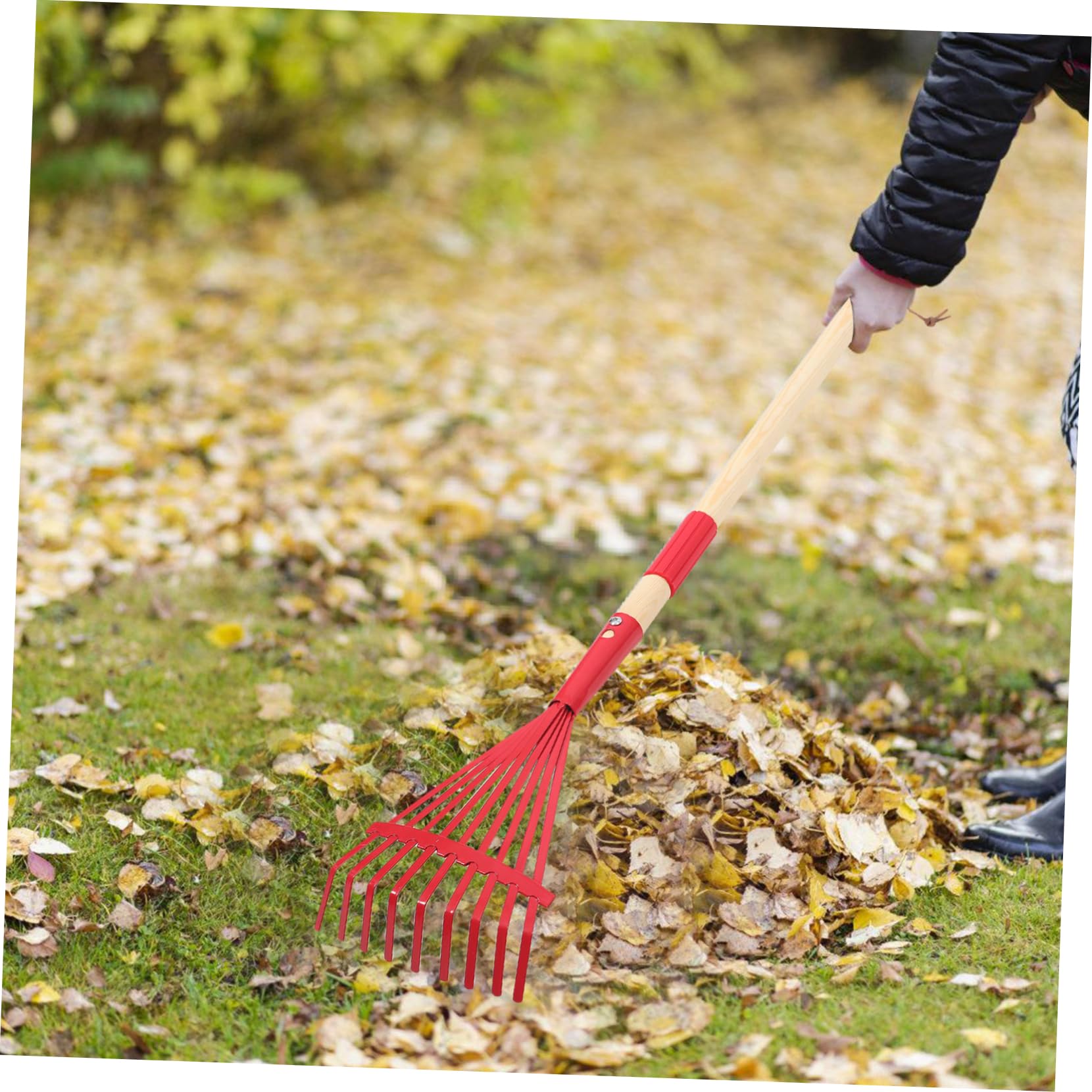 Toyvian 2 Stück Abnehmbarer Holzgriff Rake Größe lang Rechen Gras Rasenwerkzeuge eng rasenkanten Rechen für den Garten Kleiner Unkrautrechen Rechen für Kleinkinder hölzern rot