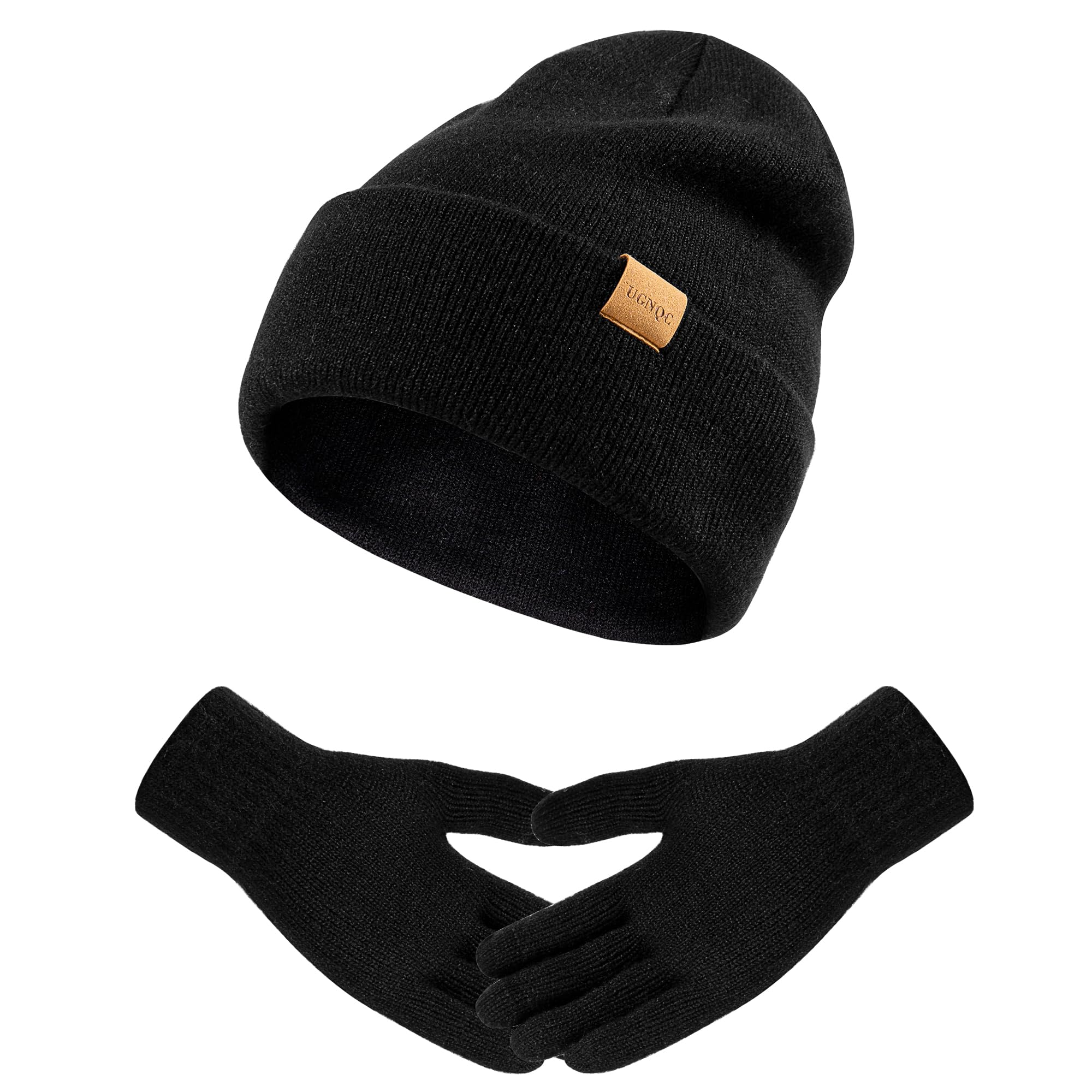 Womens Beanie Winter Hat Touchscreen Gloves Set Fleece Lined Skull Caps for Women Men