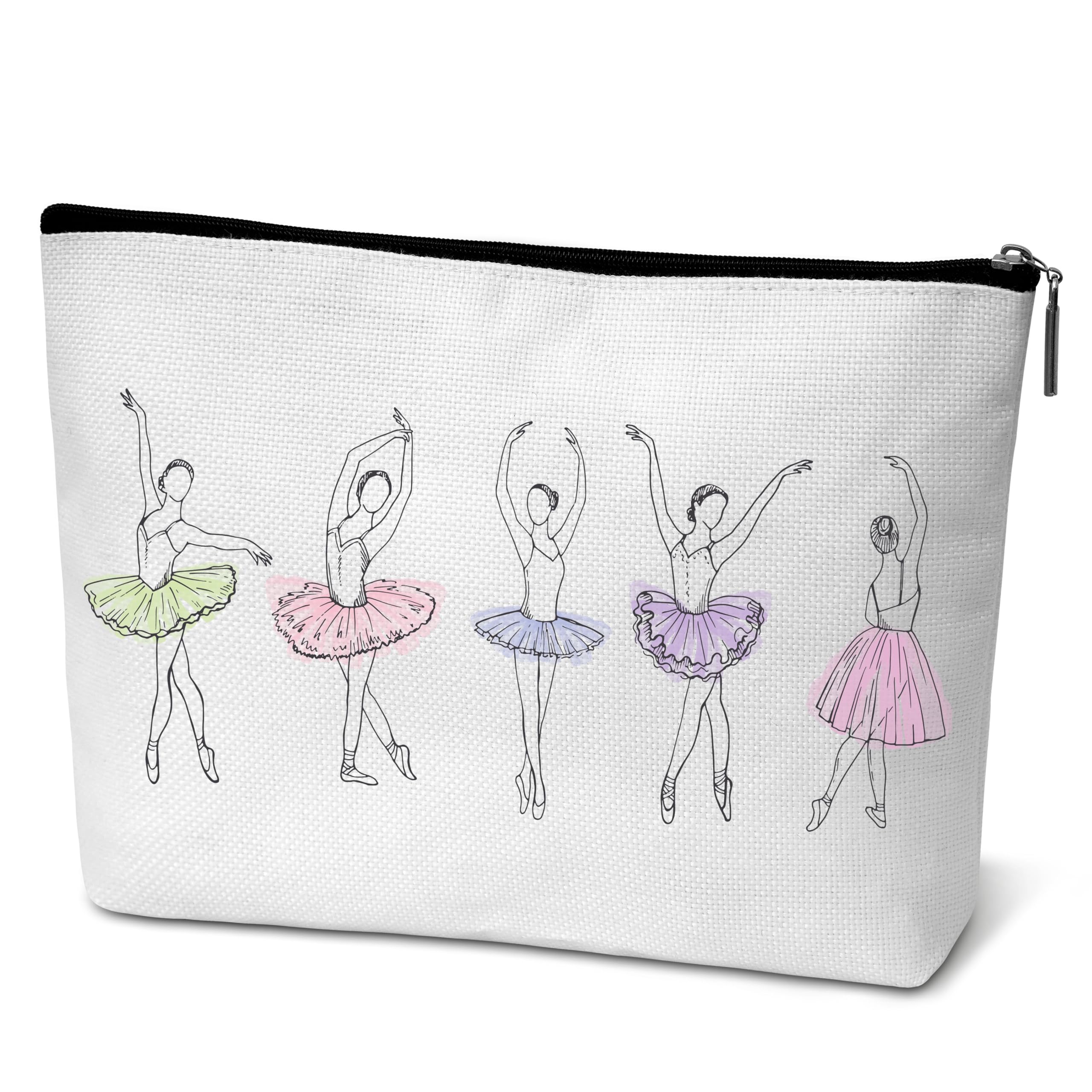 GOLRMC Ballet Dance Makeup Bag, Ballerina Dancer Recital Gifts For Girls, Travel Cosmetic Bag, Thank You Birthday Graduation Gifts for Dance Mom