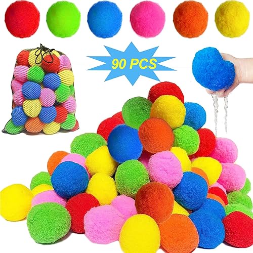 90 Pcs Reusable Water Balls, Reusable Water Balloons for Outdoor Toys and Games, Water Toys for Kids and Adults Boys and Girls - Summer Toys Ball for Pool and Backyard Fun (90 Pcs)